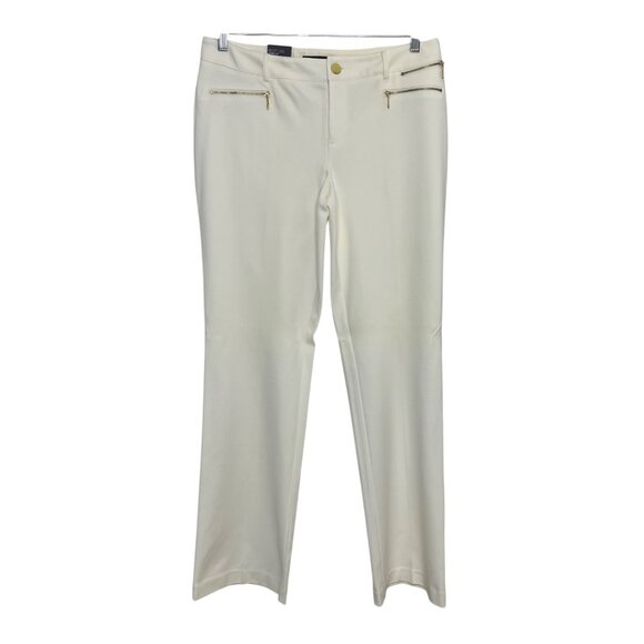 INC International Concept Boot Leg Curvy Fit Pants Womens Size 12 New Cream - Picture 1 of 12
